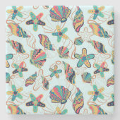 貝カラフル模様 ストーンコースター (正面)