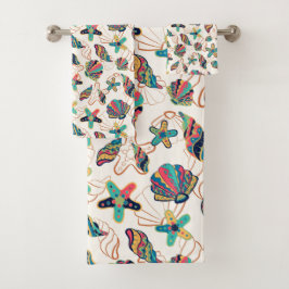 貝カラフル模様 バスタオルセット