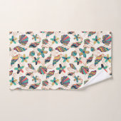 貝カラフル模様 バスタオルセット (ハンドタオル)