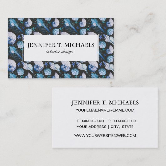 貝パターンが付いている珊瑚 名刺 (正面/裏面)