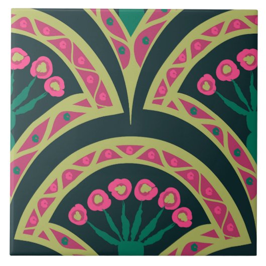 貝型の緑色 タイル (正面)