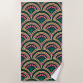 貝型の緑色 ビーチタオル (正面)