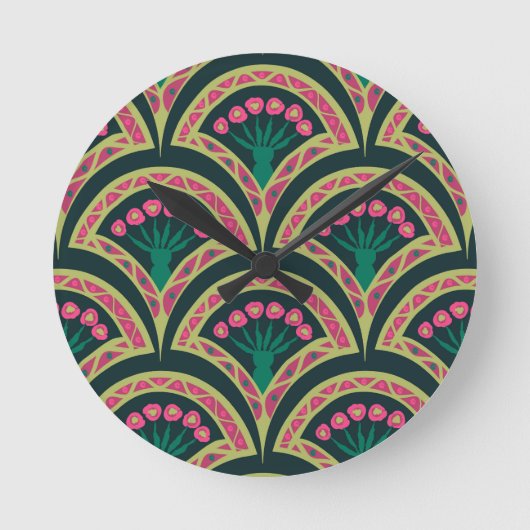 貝型の緑色 ラウンド壁時計 (正面)