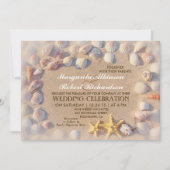 貝殻およびヒトデの熱帯結婚式招待状 招待状 (正面)