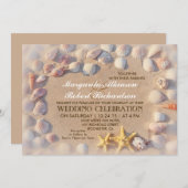 貝殻およびヒトデの熱帯結婚式招待状 招待状 (正面/裏面)