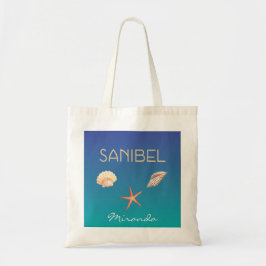 貝殻および名前をカスタムするを用いるSanibel トートバッグ
