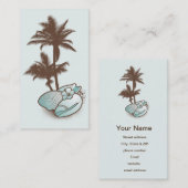 貝殻およびpalmtree 1つの青 名刺 (正面/裏面)