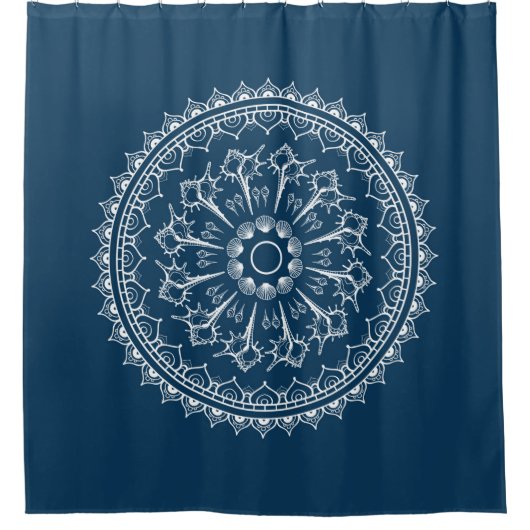 貝殻から成っている曼荼羅 シャワーカーテン (正面)