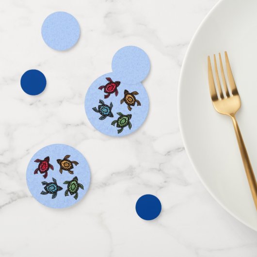 貝殻が青い黒いカメカラフルの群れ コンフェッティ (グループ)