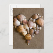 貝殻で作ったバレンタインハート シーズンポストカード (正面/裏面)