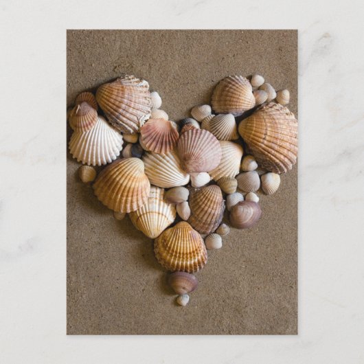 貝殻で作ったバレンタインハート シーズンポストカード (正面)