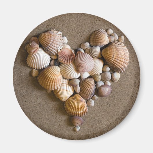 貝殻で作ったバレンタインハート マグネット (正面)