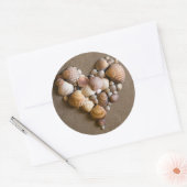 貝殻で作ったバレンタインハート ラウンドシール (封筒)