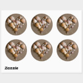 貝殻で作ったバレンタインハート ラウンドシール (シート)