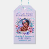 貝殻で眠るアフリカ系アメリカ人の赤ちゃん女の子 ギフトタグ (正面)