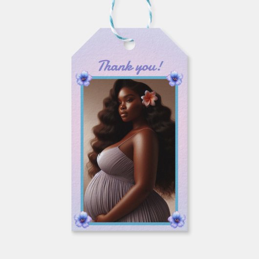 貝殻で眠るアフリカ系アメリカ人の赤ちゃん女の子 ギフトタグ (裏面)