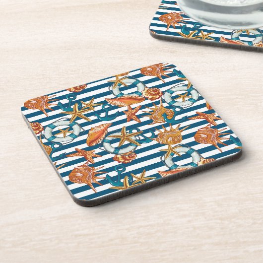 貝殻といかり模様 コースター (左側)