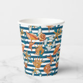 貝殻といかり模様 紙コップ (正面)