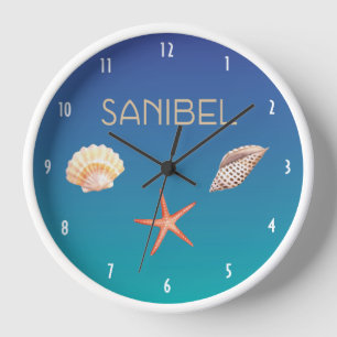 貝殻とのSanibel 壁時計
