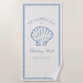 貝殻とウェディングベル バチェロレッテウィークエンド ビーチタオル (正面)