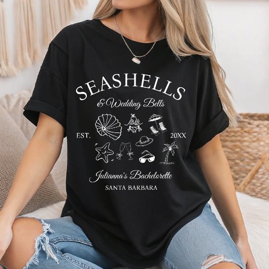 貝殻とウェディングベル バチェロレッテパーティー Tシャツ