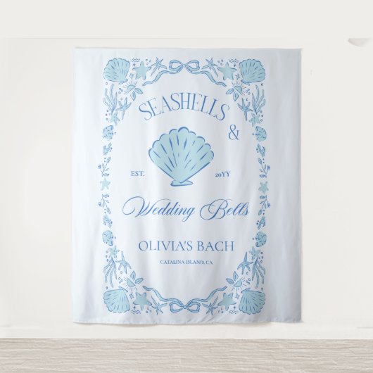 貝殻とウェディングベル バチェロレッテ タペストリー (正面)