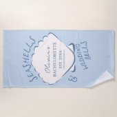 貝殻とウェディングベル バチェロレッテ ビーチタオル (正面)