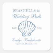貝殻とウェディングベル ブライズメイドパーティー スクエアシール (正面)