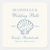 貝殻とウェディングベル ブライズメイドパーティー スクエアシール (正面)