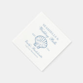 貝殻とウェディングベル ブライズメイドパーティー スタンダードカクテルナプキン (角)