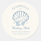 貝殻とウェディングベル ブライズメイドパーティ ラウンドシール (正面)