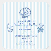 貝殻とウェディングベル ブライズメイド スクエアシール (正面)