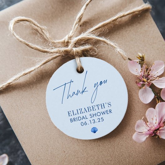 貝殻とウェディングベル ブライダルシャワー フェイバータグ