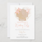 貝殻とウェディングベル 海辺のブライダルシャワー 招待状 (正面)