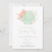 貝殻とウェディングベル 海辺のブライダルシャワー 招待状 (正面)