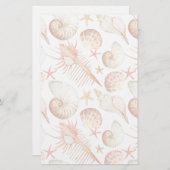 貝殻とカニ柄のサンゴ 便箋 (正面/裏面)