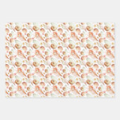貝殻とカニ模様の珊瑚 ラッピングペーパーシート (正面2)