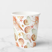 貝殻とカニ模様の珊瑚 紙コップ (正面)