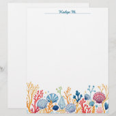 貝殻とコーラル縁ど レターヘッド (正面/裏面)