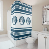 貝殻とストライプ シャワーカーテン (インサイチュ)
