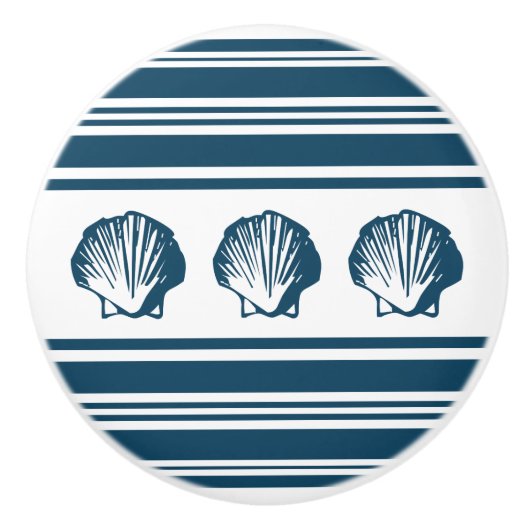 貝殻とストライプ セラミックノブ (正面)