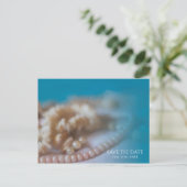 貝殻とパールのエレガントなペイント Save the Date 案内ポストカード (スタンド正面)