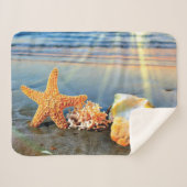 貝殻とヒトデのビーチ シェルパブランケット (正面(横))