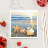 貝殻とヒトデのビーチ スタンダードランチョンナプキン (インサイチュ)