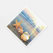 貝殻とヒトデのビーチ スタンダードランチョンナプキン (角)