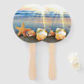 貝殻とヒトデのビーチ ハンドファン (正面&裏面)