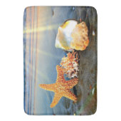 貝殻とヒトデのビーチ バスマット (正面縦)