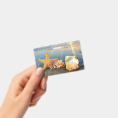 貝殻とヒトデのビーチ バッジ (手持ち)