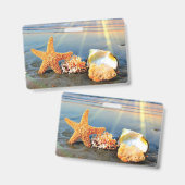貝殻とヒトデのビーチ バッジ (正面＆裏面)