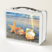 貝殻とヒトデのビーチ メタルランチボックス (裏面)